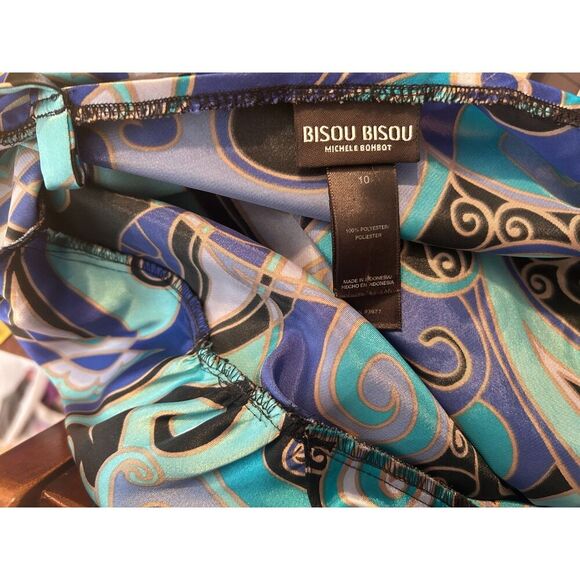 Y2K Babydoll Bisou Bisou Woman Blue Satin Top Front Lace Blouse Size 10 Tank - Picture 4 of 4